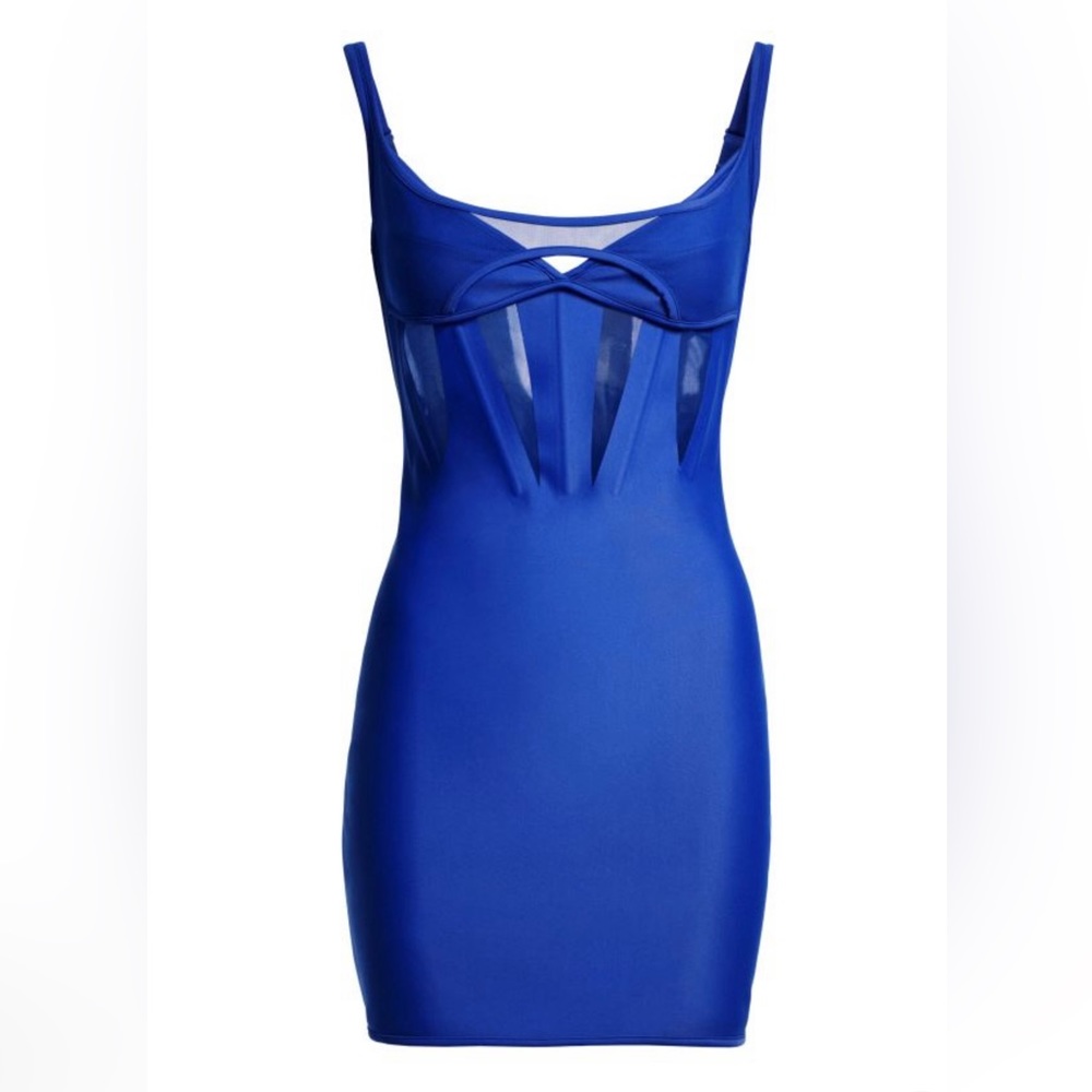 NWT - Mugler x H&M - Corset-style Mini Dress - Size XS - Klein blue